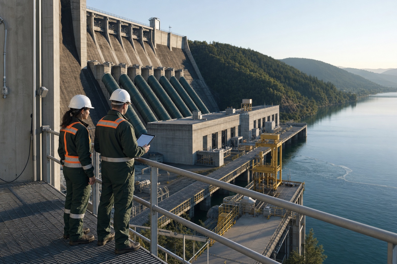 HSE professionals inspecting a hydropower facility